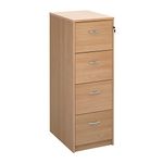 Mr Office Wooden 4 drawer filing cabinet with silver handles 1360mm high, Beech
