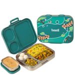 Basil Bento Box Quad Plus – 3+1 Compartment Stainless Steel Lunch Box (1020ml) with BPA-Free Lid | Leak-Proof Tiffin for Kids & Adults | Premium Lunch Box for School, Office & Picnic – Bengal Bagh