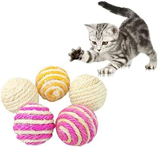 Andiker Bolas de sisal para Gatos, 5 Unidades, 4,5 cm, para rascar, Golpear, morder o Cazar, Juguete Interactivo para Gatos de Interior, Color Aleatorio (Pelota de sisal de sisal)