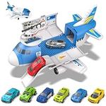 kramow Toys for 3+ Year Old Boys, Car and Airplane Toys Set, Transport Aeroplane with 8 Sports Cars and 1 Helicopter, Cargo Plane Toy Gifts for Kids Boys Girls Age 3-6