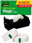 Scotch Magic Tape, 6 Rolls with Dispenser, Numerous Applications, Invisible, Engineered for Repairing, 19.05mm x 25.4m, Boxed (810K6C38)