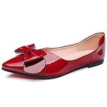 Red Flats Shoes Women Leather Comfo