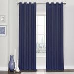 Eclipse Blackout Curtains for Bedroom - Kingston 52" x 84" Insulated Darkening Single Panel Grommet Top Window Treatment Living Room, Navy
