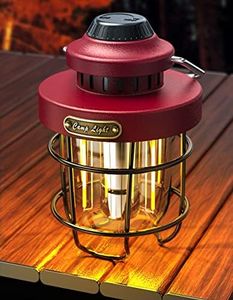 Camping Lantern Rechargeable Outdoor Camping Light Retro Metal, Dimmable Warm White Dual Light Source, Waterproof, for Hiking Fishing Tent Night Lamp (red)