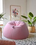 Mollismoons Bean Bag with Beans Bean Bag Pink XXXL Size Filled Bean Bag Pink Color (Faux Fur)