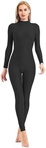 speerise Adult High Neck Zip One Piece Unitard Full Body Leotard M Black