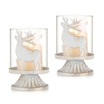 Candeldo Christmas Table Centrepiece Decorations: Set of 2 Christmas Candle Holders Xmas Decoration for Dining Table Deer Ornaments Home Living Room Decor Candle Holder for Pillar Candles Tea Light