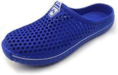 Amoji Garden Clogs Shoes Garden Shoes Shower Slippers Sandals Yard Gardening Beach Water Plastic Rubber Comfortable House Indoor Summer Adult Female Male AM1702 Blue Size 10 Women/8 Men