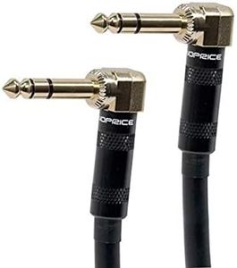 Monoprice Premier Series 1/4 Inch (TRS) Male Right Angle to Male Right Angle 16AWG Cable Cord - 1.5 Feet- Black (Gold Plated)