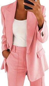 DGHM-JLMY Women's Fashion Lapel Suit Jacket Lapel Collar Buttons Blazer Jackets Work Business Blazer Open Front Jacket, Pink, Large