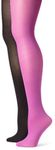 Betsey Johnson Women's 2 Pair Pack Solid Opaque Tights, Berry/Black, Small/Medium