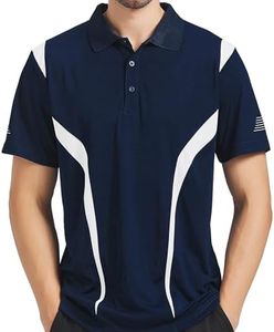 ISUSI Summit Polo Shirt Contrast Panel Golf Tennis Sport Top Short Sleeve Navy White, XL