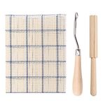 Yushen 3Pcs Latch Hook Kit, 3.75CT Rug Mesh Canvas Fabric and Wooden Bent Latch Hook Tool and Yarn Cutter Tool for Embroidery Crafts Supplies DIY Carpet Tapestry Making