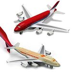 Crelloci Plane Toy Die Cast Aeroplane Model Metal Airplane Toys Aircraft, Pull Back Light Up and Sound Play Vehicle for Kids Boys Girls Toddlers Children 2 3 Years Old Red