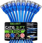 GearIT Cat 6 Ethernet Cable 3 ft (10-Pack) - Cat6 Patch Cable, Cat 6 Patch Cable, Cat6 Cable, Cat 6 Cable, Cat6 Ethernet Cable, Network Cable, Internet Cable - Blue 3 Feet