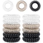 Sularpek 12 Pcs Spiral Hair Ties, MultiColor Hair Elastic Bands, No Crease Phone Cord Hair Bobbles, Plastic Hair Coil Bands, Spiral Ponytail Holder Hair Bands for Women Girls