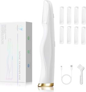 CEVEK Sonic Dermaplaning Tool, Electric Dermaplane Razor for Face, 8 Replacement Blades, 3-Speed Adjustable(White)