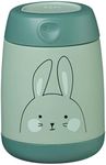 b.box Insulated Food Jar Mini | Small Snack Container for Babies and Kids | Double Wall Stainless Steel | Keeps Food Cold for 6hrs, Warm for 4hrs | (Bunny Green, 7 oz)