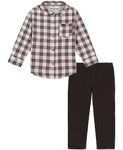 Calvin Klein Baby Boys 2 Pieces Long Sleeve Woven Shirt Set, Sparrow/Turtledove/Phantom, 18M