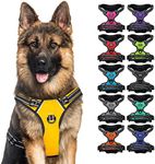 CollarDirect No Pull Reflective Dog Harness with Handle and Front Clip, Adjustible Soft Padded Vest for Small to Large Dogs Training and Walk (Size XL, Yellow)