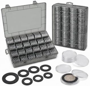 FULLCASE Coin Holders for Collectors–168Pcs Coin Capsules with 6-Size Foam Gaskets (20-46mm) for Silver Dollars Eagles & Foreign Coins, Airtight Coin Storage Box Organizer Collecting Supplies (Grey)