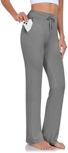 ADANIKI Womens Yoga Pants with Pockets Straight-Leg Loose Comfy Modal Drawstring Lounge Running Long Active Casual Sweatpants (Dark Grey, 2XL)