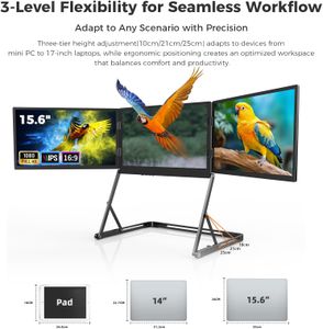 GFORIT Triple Laptop Screen Extender – 15.6" Portable Monitor
