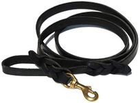 Ray Allen Mfg Signature K9 Braided Leather Leash, 6-Feet x 3/4-Inch, Black