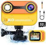 Kids Camera Waterproof, 2.4'' HD 1080P IPS Scren Toddler Camera Underwater Birthday Gifts for Girls Boys 3-12 Years Old, Children Digital Action Camera with 32GB Card, Pool Toys for Kids, Yellow