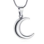 zeqingjw Cremation Jewelry for Ashes Necklace Cremation Moon Pendant,Urn Necklaces for Ashes for Woman,Keepsake Urn Memorial Jewelry - Human Pet Urns, Metal, stainless steel