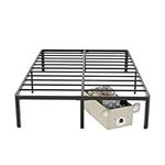 OLALITA 18 Inch Black Metal Queen Bed Frame with Round Corners No Box Spring Needed, Sturdy Heavy Duty Platform Bed Frame Queen Size, Easy Assembly, Noise Free