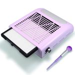 Nail Dust Collector Nail Tech, 80W Nail Extractor Vacuum with Reusable Filter & Brush, Adjustable Electric Nail Fan Dust Vacuum for Manicure Acrylic Gel Nail Polishing, Low Noise, Purple