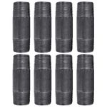 Pipe Decor 3/4” x 3” Malleable Cast Iron Pipe, Pre Cut, Industrial Steel Grey Fits Standard Three Quarter Inch Black Threaded Pipes Nipples and Fittings, Build Vintage DIY Furniture, 8 Pack