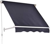 Outsunny 4'x 2' Retractable Window Door Awning Patio Canopy Outdoor Sun Shade Shelter Dark Grey