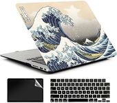 AMCJJ Compatible with MacBook Air 13 Inch Case 2017 2016 2015 2014 2013 2012 2011 2010 Release A1466/A1369, Plastic Hard Shell Case & Keyboard Cover & Screen Protector - Kanagawa Japan Wave