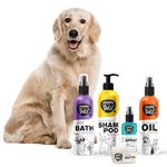 Wagging Tails Pets Grooming Kit Combo For Golden Retriever | Dog Shampoo+Massage Oil+Dry Bath+Paw Butter+Paw Spray | Made With Natural Ingredients | Head To Paw Gift Box- 5 In 1 - 200 Milliliter