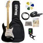 Henrix ST- 6 String Strat Style Electric Guitar with Gig-Bag, Tuner, Cable, Polishing Cloth, Strap, Picks & E-Book - Black