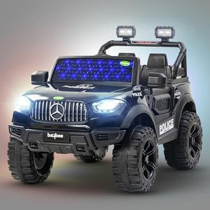 Baybee Police Edition Rechargeable Battery Operated Jeep for Kids, Ride on Toy Kids Car with Light & Music | Baby Big Battery Car | Electric Jeep Car for Kids to Drive 3 to 8 Years Boy Girl (Black)