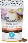 ProDen PlaqueOff Dental Bites for Cats Tartar & Bad Breath Remover 100% Natural Teeth Cleaner and - Improve Overall Oral Health - Salmon Flavor 60g