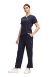 KNYA Ecoflex Lite Womens Scrub suit | 5 Pocket | 2-way stretch | For Doctors (M, Navy Blue)