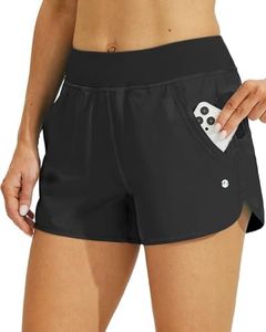 WILLIT Women's 3" Quick Dry Swim Board Shorts with Brief Liner UPF 50+ Swimming Bottoms Trunks Black S