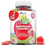 Multivitamin for Kids (5+) - 120 Vegan Gummies - 4 Month Supply - Tasty Strawberry Flavour - Kids Vitamins Including C, D & B12 - Made in The UK by Nu U Nutrition