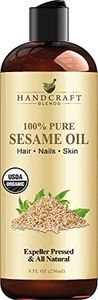 Handcraft Blends Organic Sesame Oil - 8 Fl Oz - 100% Pure and Natural - Premium Grade Hair and Body Oil - Carrier Oil - Massage Oil - Expeller-Pressed and Hexane-Free