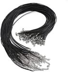 100 Pcs 24" 1.5mm Black Waxed Necklace Cord String Bracelet Faux Leather Chain Clasp Bulk for Jewelry Making Supplies Accessories