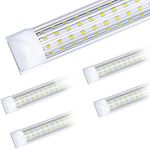 FTUBET (6- Pack) 4FT LED Shop Light, 55W 5000K Daylight White 7500LM Super Bright T8 Integrated Fixture U-Shape 4 Rows Linkable Tube Lights for Garage Warehouse Workshop Basement Plug and Play