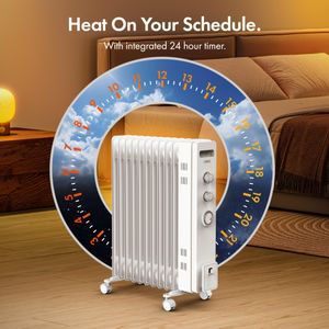 VonHaus 11-Fin Oil Radiator Heater, 2500W – Portable Electric