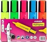 Eziglide Assorted Highlighter Pens, Pack of 5 Vibrant Highlighters Neon Assorted Chisel Tip Marker Highlighter Pens, 1-4.5mm line for clear marking, Ideal Stationery Supplies for School, Home & Work