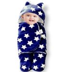 BRANDONN Baby Blanket New Born Pack of Wearable Swaddle Wrapper Security Blanket for Kids for 0-6 Month Babies (Navy Stars, 70 cm x 70 cm)