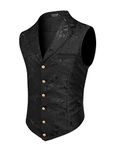 COOFANDY Black Suit Vest Men Paisley Floral Waistcoat Formal Tuxedo Suit Vests Gothic Steampunk Vest Black, X-Large