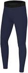 PowerLayer Boys' Running Football Tights Compression Base Layer Leggings - Navy, 8-10 Years